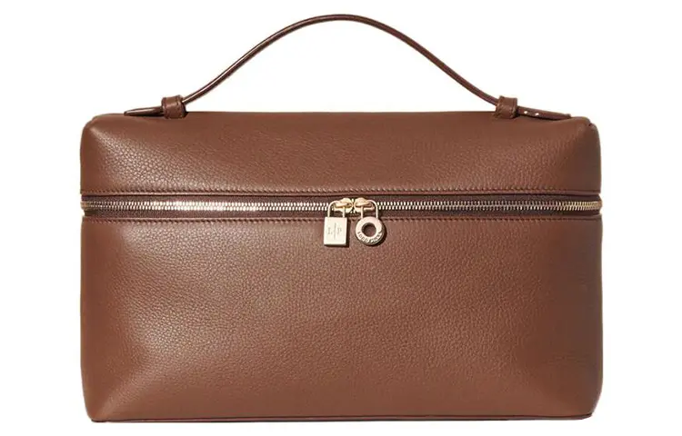 Loro Piana ExtraPocket Calfskin One Shoulder Handbag, Crossbody Bag Women's Fossil Wood/Dark Brown