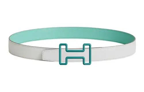 HERMES Cow Leather Belts Men's White Width 3.2cm