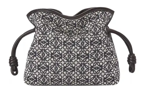LOEWE Cow Leather With Canvas Jacquard Lucky Bag, One Shoulder Handheld Crossbody Bag Mini Women's Marine Blue/Black