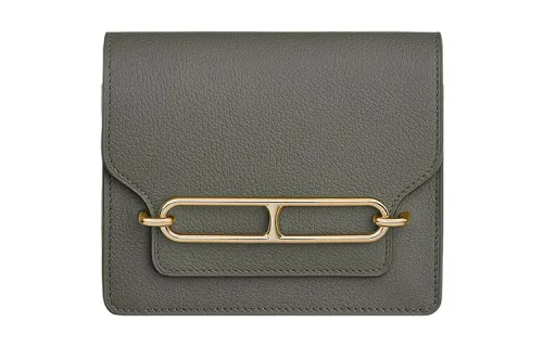 HERMES Roulis Evercolor Calfskin Pig Nose Crossbody Bag Wallet Women's 0L Grismeyer Rain Cloud Gray