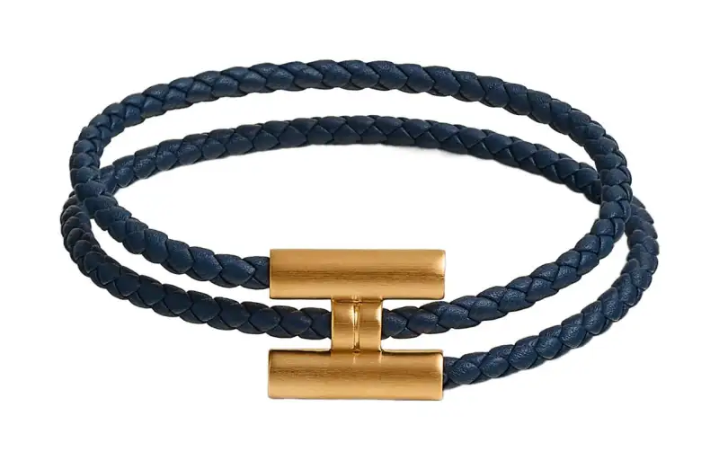 HERMES Tournis Tresse Bracelets Men's Blue