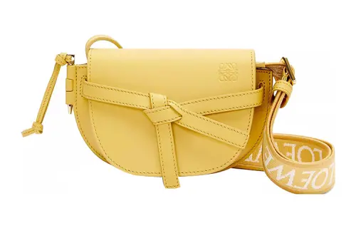 LOEWE Gate Soft Cow Leather Shoulder Bag, Crossbody Bag Mini Women's Peach Charm Yellow