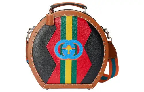 GUCCI Leather Hat Box, Portable Crossbody Bag, Shoulder Bag Small Men's Black/Red