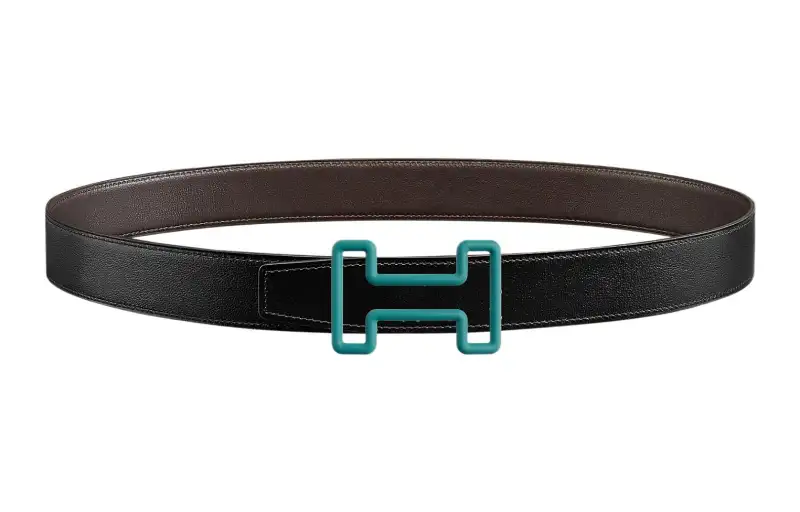 HERMES Tonight Color Cow Leather Belts Men's Width 3.2cm
