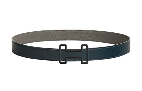 HERMES Double Sided Cow Leather Belts Men's Width 3.2cm