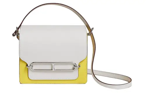 HERMES Roulis Evercolor Leather Pig Nose Bag, Crossbody Bag Women's White Yellow