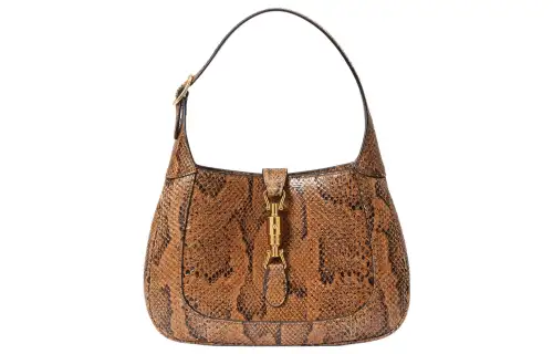 GUCCI Jackie 1961 Python Skin Crescent Shoulder Bag Shoulder Bag Women's Brown