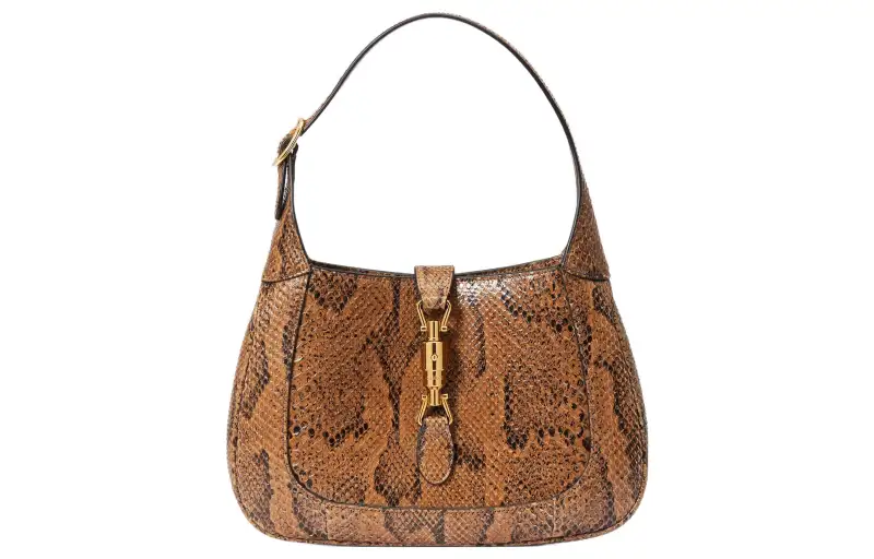 GUCCI Jackie 1961 Python Skin Crescent Shoulder Bag Shoulder Bag Women's Brown