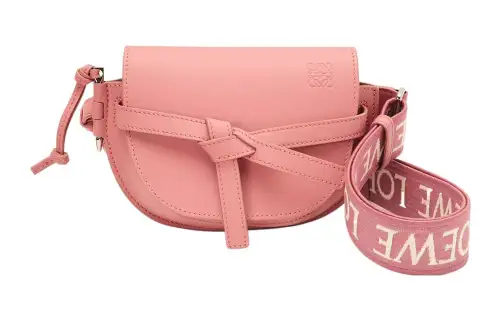 LOEWE Gate Soft Cow Leather Jacquard Shoulder Bag, Crossbody Bag Mini Women's Peachy Pink