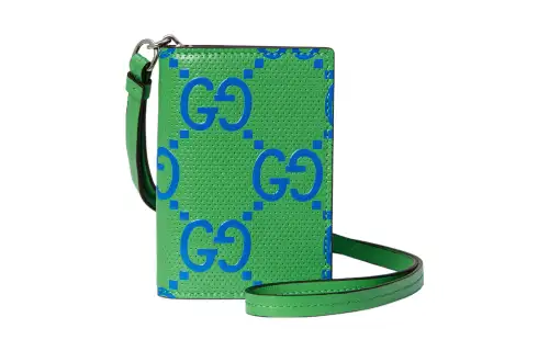 GUCCI Leather Card Holder Card Holder Men's Green