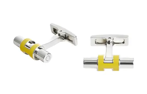 HERMES Tube H Cufflink Men's Lime