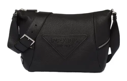 PRADA Leather Crossbody Bag, Shoulder Bag Men's Black