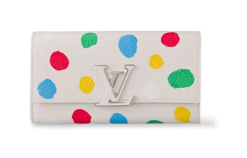 LOUIS VUITTON Yayoi Kusama Collaboration Capucines Cow Leather Capson Wallet Women's Multicolor