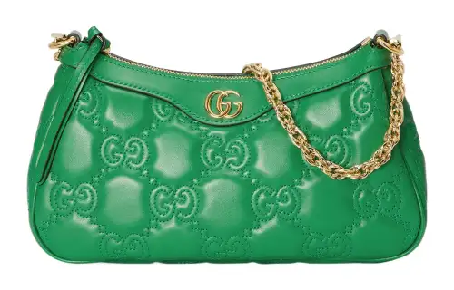 GUCCI GG Matelassé Leather Pochette, Shoulder Bag Shoulder Bag, Handbag Women's Green