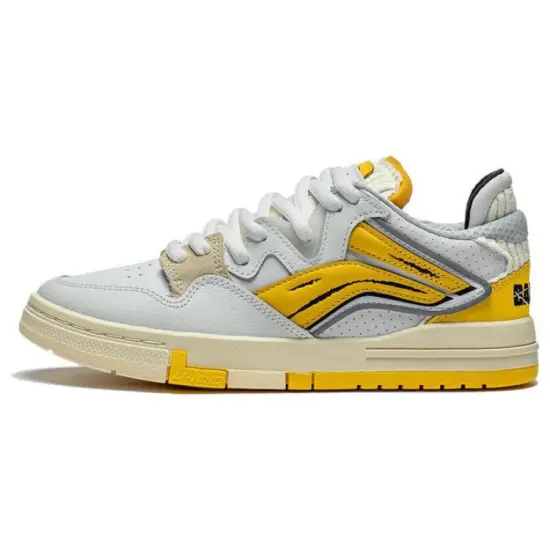 LINING Wei Wu PRO Skateboard Shoes Women's Low-Top White Yellow