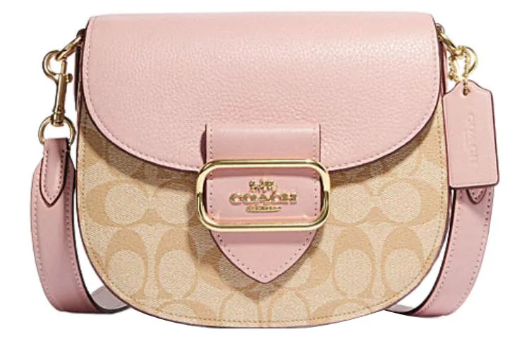 COACH Morgan Canvas With Sheepskin Crossbody Bags Small Women's Khaki Monogram & Pink