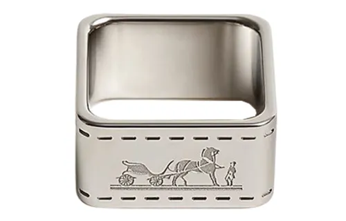 HERMES Bolduc Silver Plated, Palladium Plated Silk Scarf Clip Women's Silver