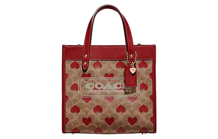 COACH Field Coated Canvas With Cow Leather Tote Bag, Shopping Bag, Shoulder Bag, Crossbody Bag, Handbag Small Women's