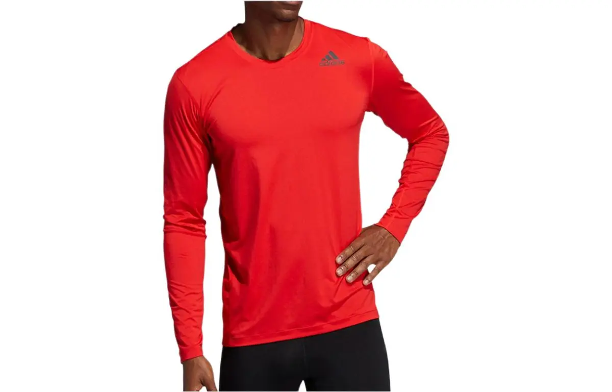 Adidas T-Shirts Men's Red Crew Neck Moderate Straight Fit