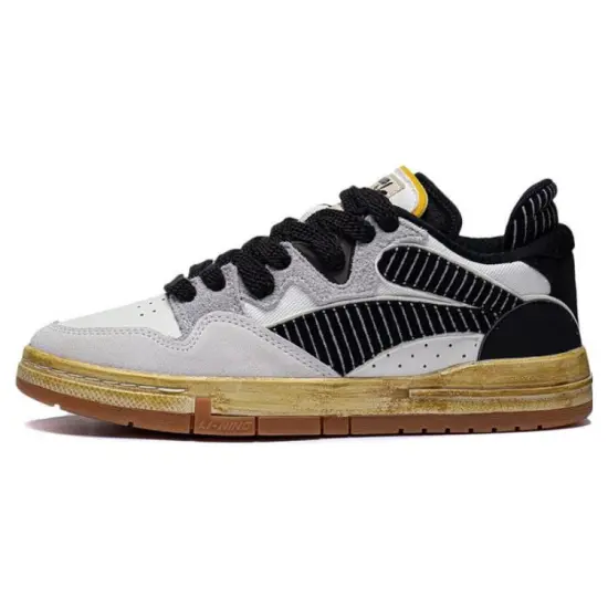DISHINI x LiNing Wave Pro OSWALD Durable Breathable Low-Top Skateboard Shoes Women's White Black