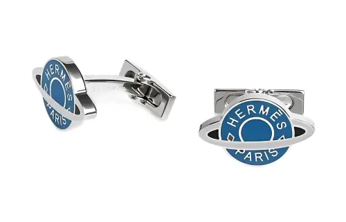 HERMES Palladium Cufflinks Men's Blue