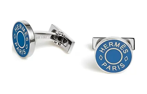 HERMES Licol Palladium Cufflinks Men's Blue