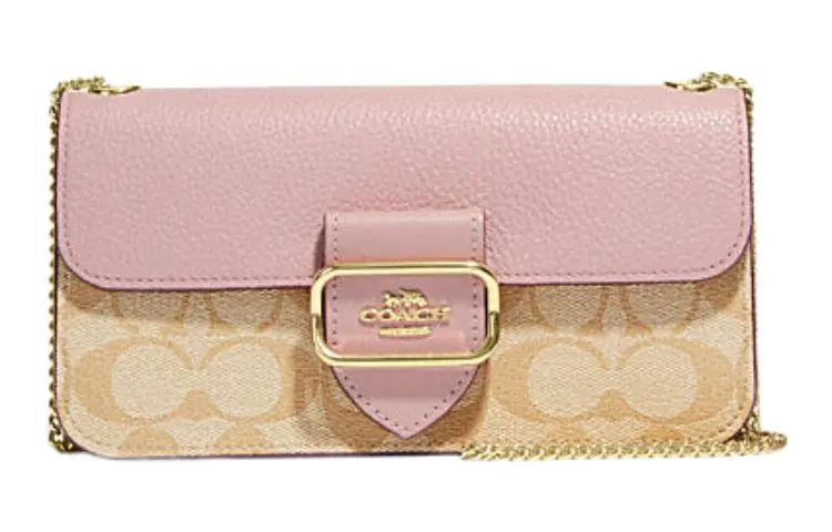COACH Morgan Artificial Leather Crossbody Bags Small Women's Khaki & Pink