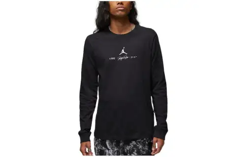 Jordan T Shirts Men's Black Crew Neck Moderate Straight Fit
