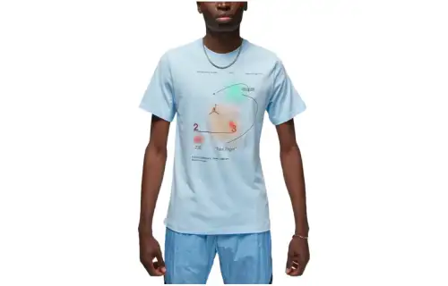 Jordan T Shirts Men's Light Blue Crew Neck Moderate