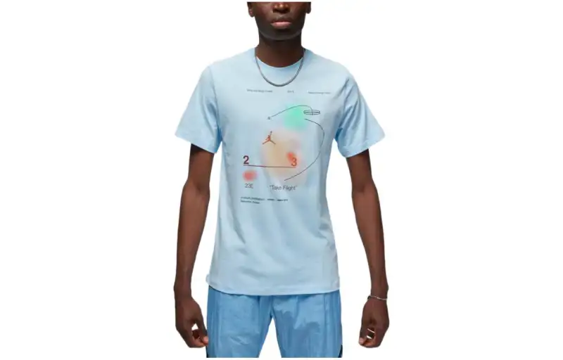 Jordan T Shirts Men's Light Blue Crew Neck Moderate
