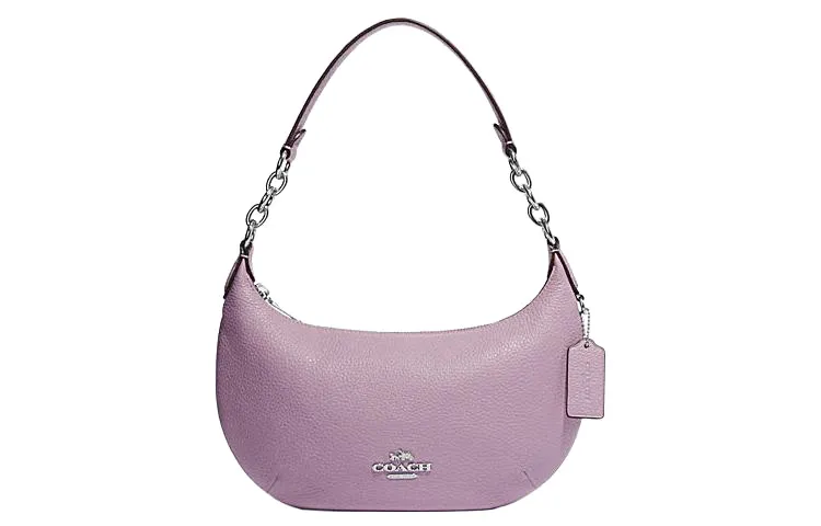 COACH Cow Leather Crescent Bag, Shoulder Bag, Handbag, Shoulder Bag Women's Ice Purple