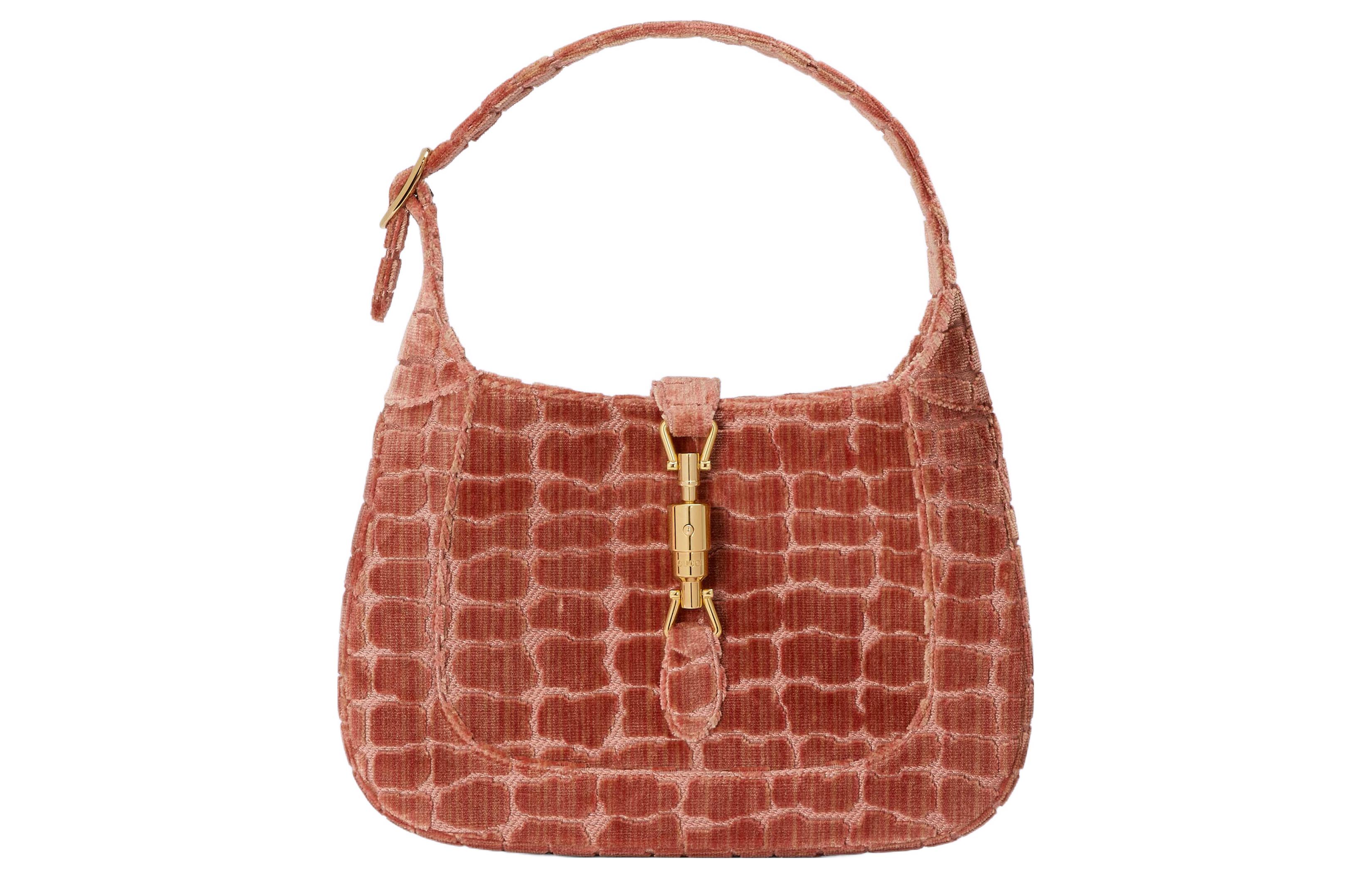 GUCCI Gucci, golden removable straps, swan, underarm bag, small fuchsia one-shoulder bag, crocodile print