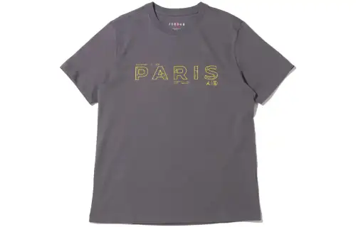Jordan× PSG T Shirts Men's Light Graphite Crew Neck Moderate Straight Fit