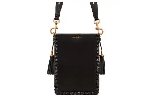 DIOR D Bubble Collection Sheepskin Bucket Bag, Shoulder Bag Women's Black