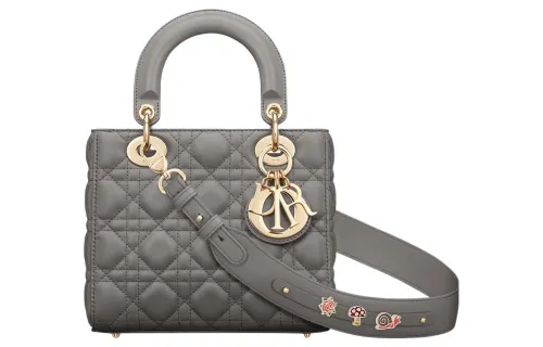 DIOR Lady Dior Sheepskin Handbag Shoulder Bag, Crossbody Bag, Handbag Small Women's Gray