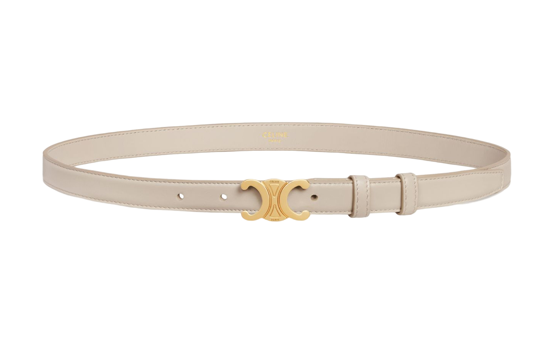 CELINE Minimalist Style Leather Belts Women's Khaki 1.8cm