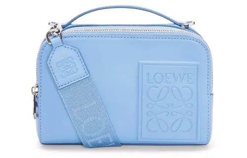 LOEWE Satin Cow Leather Camera Bag, Handbag, Shoulder Bag, Crossbody Bag Mini Men's Light Blue