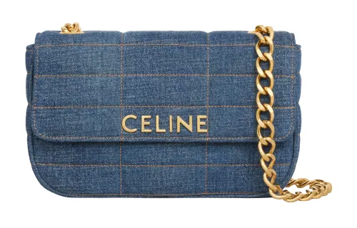 CELINE Matelasse Monochrome Denim Crossbody Bag, Shoulder Bag Women's Blue