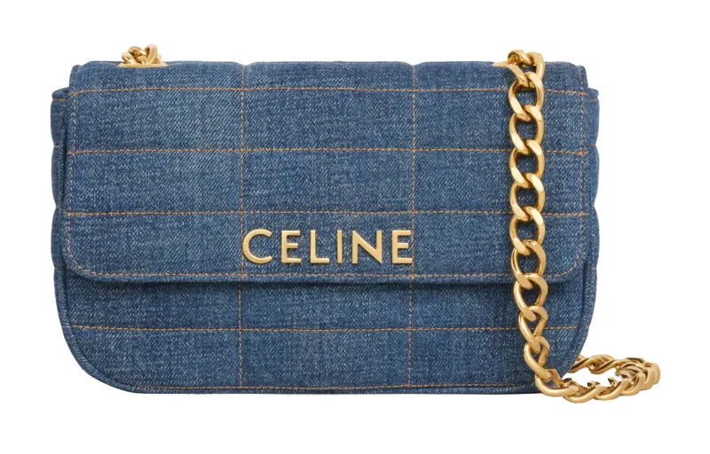 CELINE Matelasse Monochrome Denim Crossbody Bag, Shoulder Bag Women's Blue