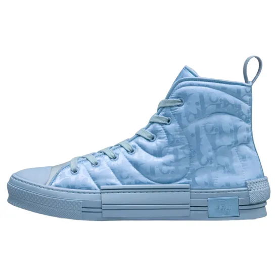 DIOR B23 High Top Erl Blue DIOR Oblique Mirage Quilted Technical Fabric With Swirl Motif