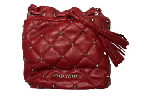 MIU MIU Leather Bucket Bags Crossbody Bag, Shoulder Bag Women's Red