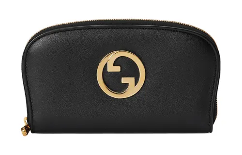 GUCCI Blondie Leather Wallet Unisex Black