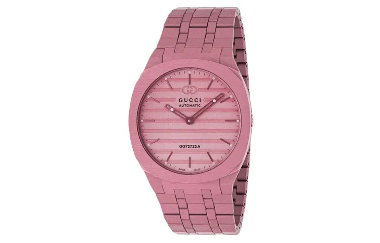 GUCCI 25H Wrist Watches Automatic Mechanical Movement 40mm Pink Watch Dial Women's 30m Water Resistant
