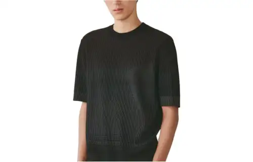HERMES T Shirts Men's Black Crew Neck