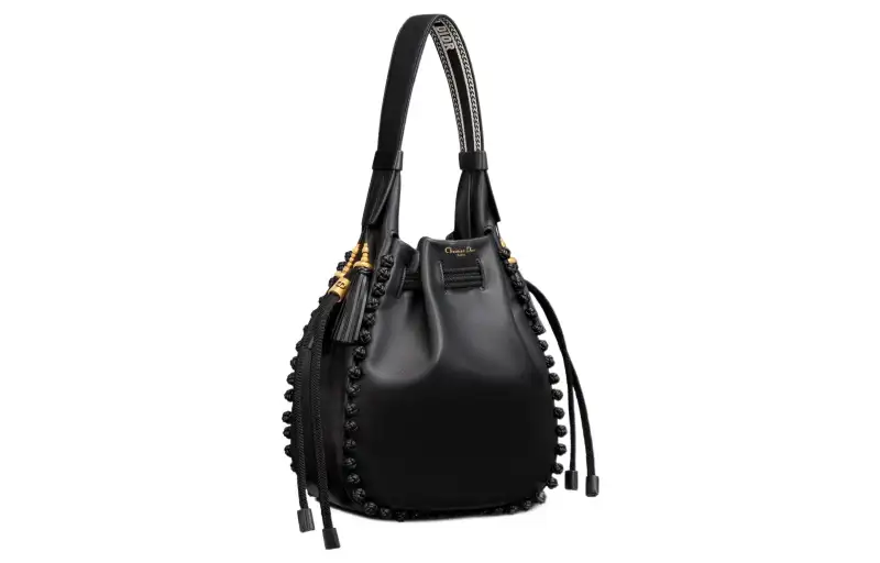 DIOR Sheepskin Bucket Bag, Shoulder Bag Women's Black