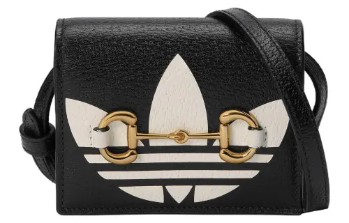 GUCCI Adidas Originals Collaboration Leather Small Square Bag, Shoulder Bag, Crossbody Bag Unisex Black