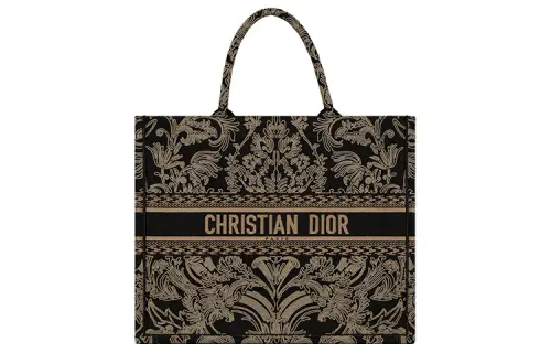 DIOR BookTote Embroidery Tote Bag, Shopping Bag, Handbag Large Women's Black/White