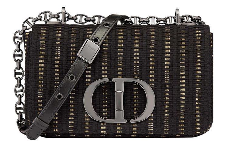 DIOR Embroidery Mulberry Silk Fabric Shoulder Bag, Crossbody Bag Small Women's Black