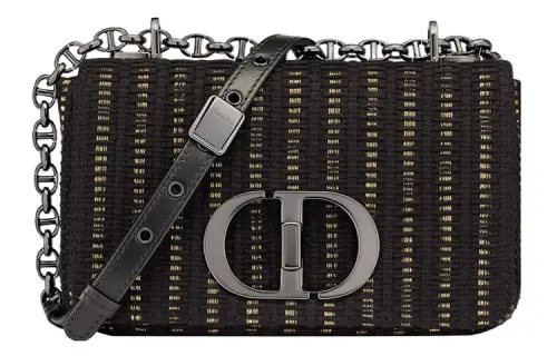 DIOR Embroidery Mulberry Silk Fabric Shoulder Bag, Crossbody Bag Small Women's Black