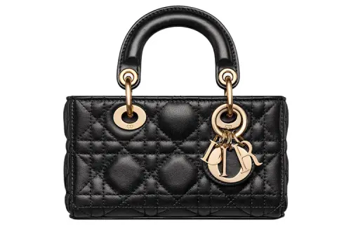 DIOR Lady D Joy Lambskin Handbag Extra Mini Women's Black